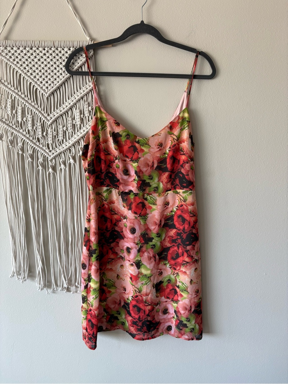 BB Dakota Pink Floral Satin Mini Dress